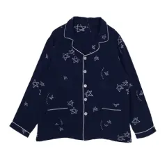 Anna-Kaci Lounge Women's Long Sleeve Button-Up Pajama Set with Notched Collar and Star Print Design