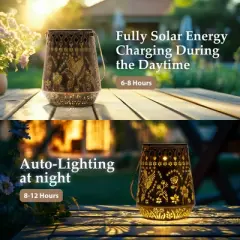 9.4&ldquo; Solar Metal Conical Lanterns Outdoor Decor Waterproof, Hummingbird Hanging Gifts, Ideal Decoration for Patio