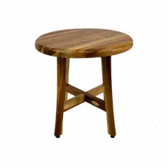 EcoDecors&reg; Shoji&reg; 18&rdquo; Teak Wood Round Shower Seat or Side Table