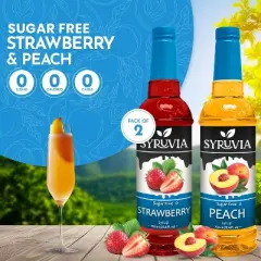 Syruvia Sugar Free Coffee Flavors Variety Pack: Peach & Strawberry 25.4 fl oz Syrup