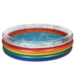 PoolCandy Inflatable Sunning Pool Classic Rainbow Glitter Day Pool Tanning Relaxing Sun In Fun Great For Adults & Kids Backyard BBQ Parks