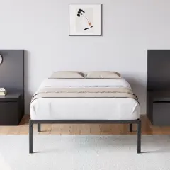 Garvee Metal Platform Bed Frame with Storage, Steel Slat Support, No Box Spring Needed, Easy Assembly Mattress Foundation