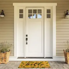 Juvale Nonslip Coco Coir Front Welcome Door Mat, Hello Lemon Indoor Outdoor Doormat Rug, 17x30 in