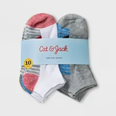 Boys' 10pk Stripe Low Cut Socks - Cat & Jack