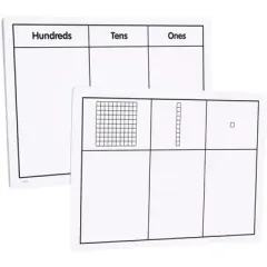 Didax Write-On and Wipe-Off Base Ten Mats, Set of 10