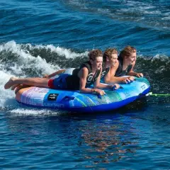 O'Brien Paradise 3 66 x 76 Inch 3 Person Rider Towable Inflatable Blow Up Water Deck Boat Tube with SoftTech Fabric and 510 Pound Weight Capacity