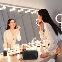 Unique Bargains Waterproof Nylon PVC Portable Travel Cosmetic Makeup Storage Bag 1Pc