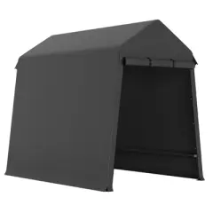 6x8 Ft Outdoor Portable Storage Shelter Shed,Carport Storage Shed with Roll-Up Zipper Doo for Motorcycle Waterproof and Uv Resistant Anti-Snow,Black
