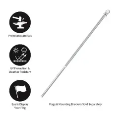 Evergreen Chrome Finish Aluminum Flag Pole with Anti Wrap Tube, 56 inches Flag Pole Hardware