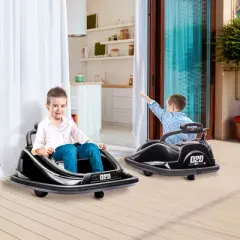Aosom 12V Kids Bumper Car, 360&deg; Rotation Electric Ride On Car, Twins Motor Battery Powered Toy, w/ Parent Remote Control, Safety Belt, Colorful LED Lights, for Boys and Girls, Black