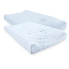 Touched by Nature Baby Boy Organic Cotton Changing Pad Cover, Powder Blue, One Size