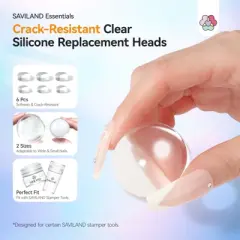 Saviland Clear Silicone Nail Stamper Heads, 6pc Short & Long Jelly French Tip Stampers for Manicure Tools, Crack-Resistant