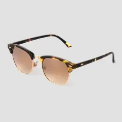 Women's Tortoise Shell Print Flat Top Retro Browline Sunglasses - Universal Thread&trade; Brown