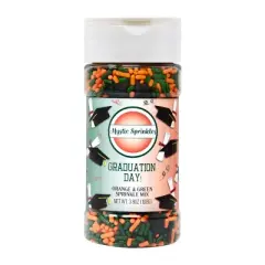 Mystic Sprinkles Graduation Day! Orange & Green Sprinkle Mix 3.8oz