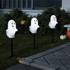 5ct LED Plastic Ghost Halloween Novelty Pathway Lights with Cool White LEDs - Hyde and EEK! Boutique&trade;: Outdoor Ghost Decor