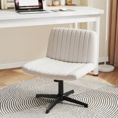 Costway Criss Cross Chair No Wheels with Soft-Padded Wide Seat Adjustable Height Modern Beige/Gray