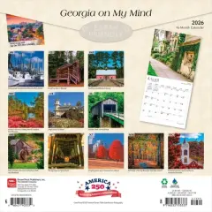 BrownTrout Georgia on My Mind 2026 12"x24" Hanging Square Wall Calendar Plastic-Free