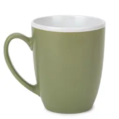 Elanze Designs Solid Color Green White Interior 16 ounce Matte Ceramic Mugs Matching Set of 4