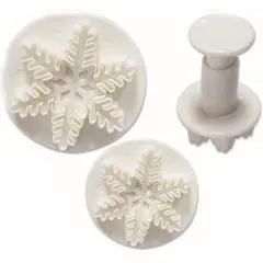 O'Creme Snowflake Plastic Plunger Cutters, 3 Different Sizes, 1 Each