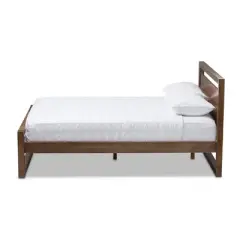 King Torino Mid Century Modern Solid Wood Open Frame Style Platform Bed Brown - Baxton Studio