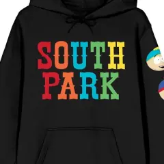 South Park Multicolored Title and Character Faces Women's Black Graphic Hoodie
