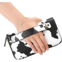 FATMOON Wallet for Women,Clutch RFID Blocking with Wristlet and Grip Hand Strap,Funny Leather Print Purse Large Capacity Credit Card Holder