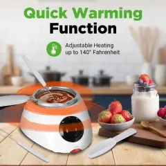 NutriChef 25W Fondue Set - Chocolate Melting Machine - Perfect for Parties & Dessert Lovers - PKFNMK14 (White)