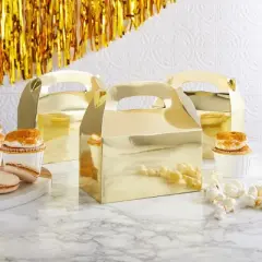 Blue Panda 24 Pack Gold Gable Treat Boxes for Wedding, Birthday Party, Small Boxes for Gifts, Party Favors, Candies, Goodies, 6 x 3.5 x 3.5 In