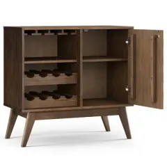 WyndenHall Wright Wine Cabinet Rustic Natural Aged Brown: Storage for 12 Bottles, Stemware Rack