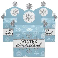 Big Dot of Happiness Winter Wonderland - Treat Box Party Favors - Snowflake Holiday Party and Winter Wedding Goodie Gable Boxes - Set of 12