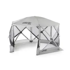 CLAM Quick-Set Escape 11.5' x 11.5' Portable Pop-Up Outdoor Camping Gazebo Screen Tent 6 Sided Canopy Shelter and Carry Bag with 6 Wind and Sun Panels