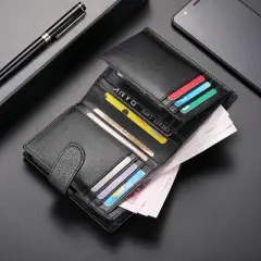 Men&rsquo;s Genuine Leather Bifold Wallet &ndash; RFID Blocking Credit Card Holder with Coin Pocket, Slim Durable Wallet for Everyday Use