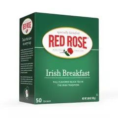 Red Rose Irish Breakfast Tea Black Tea with 50 Individually Wrapped Tea Bags Per Box (Pack of 6)