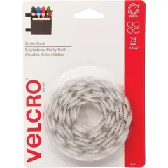 Velcro Sticky-Back Hook and Loop Dot Fasteners 5/8 Inch White 75/Pack 90090