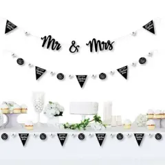 Big Dot of Happiness Mr. and Mrs. - Black & White Wedding or Bridal Shower Letter Banner Decoration - 36 Banner Cutouts & Mr. and Mrs. Banner Letters