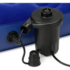 J&V TEXTILES Air Mattress, 48 Coil Luxury Flocked Design, with Air Pump, Blue