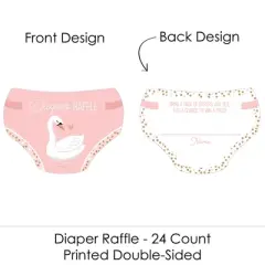 Big Dot of Happiness Swan Soiree - Diaper Shaped Raffle Ticket Inserts - White Swan Baby Shower Activities - Diaper Raffle Game - Set of 24