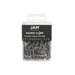 JAM Paper Colored Standard Paper Clips Small 1 Inch Grey Paperclips 2 Packs of 100 (21830626a)
