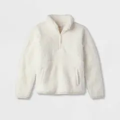 Kids' Faux Shearling Matching Family Half Zip-Up Pullover - Wondershop&trade; White