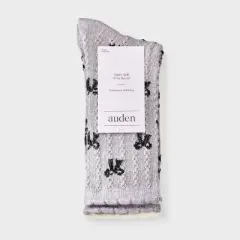 Women's Scallop Edge All-Over Bows and Pointelle 2pk Crew Socks - Auden&trade; Heather Gray/Black/Ivory 4-10
