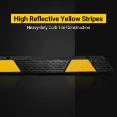 Car Parking Stopper 72 Inch Heavy Duty Rubber Parking Curb Wheel Stopper with Yellow Reflective Strips, Truck, Trailer and Van