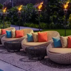 Sorbus 4 Pack Outdoor Metal Patio Torches &ndash; Includes Fiberglass Wick and Snuffer Cap