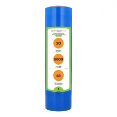 PSBM 1 Roll Opaque Blue Machine Length Hand Stretch Wrap, 20 in. x 5000 Ft. x 63 Ga
