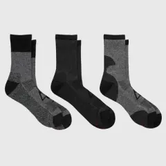 Hanes Premium Men's Explorer Job Sites Crew Socks 3pk - Gray/Black 6-12
