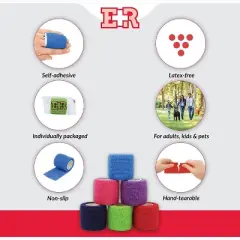 Self Adherent Cohesive Bandages, 2" x 5 Yards - Rainbow Colors