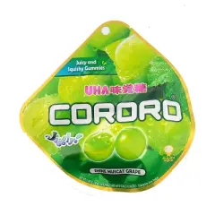 UHA Cororo Japanese Fruit Juice Gummy Candy Shine MUSCAT GRAPE Flavor 1.69 Oz./48 g. (Pack of 6)