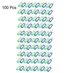 Unique Bargains Plastic Luggage ID Label Name Tag Badge Clip Holder Keyring 100 Pcs Blue Green