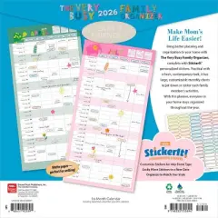 BrownTrout 2026 The Very Busy Family Organizer 12"x24" Hanging Square Wall Calendar Plastic-Free