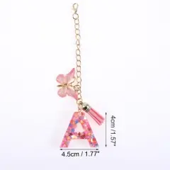Unique Bargains Heart Sequin Letter A Butterfly Tassel Water Cup Pendant Pink 1 Pc