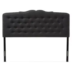 King Lucy Modern and Contemporary Fabric Headboard Dark Gray - Baxton Studio: Upholstered, Button-Tufted, Nailhead Trim
